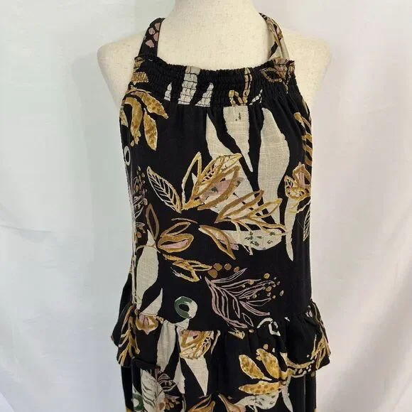 long maxi dress spaghetti strap Floral Maxi Dress, Fall Brown Autumn Long Flowers Spaghetti Straps Women Sleeveless Casual Cute Designer Elegant Plus Size Cocktail Designer 5XL /